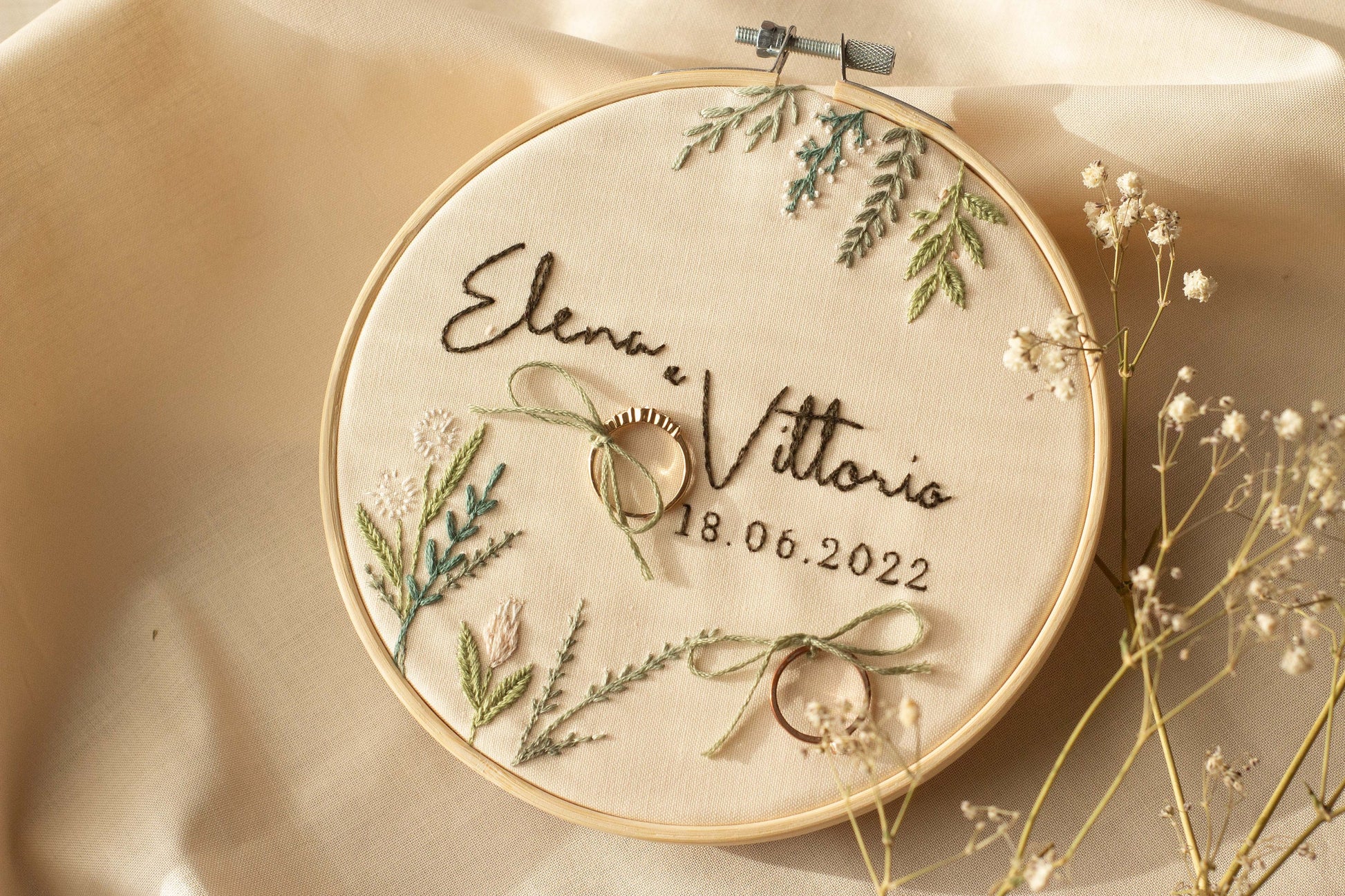 Porta fedi personalizzato Regalo nozze personalizzato Porta fedi ricamato Regalo per gli sposi personalizzato Porta fedi rustico e floreale