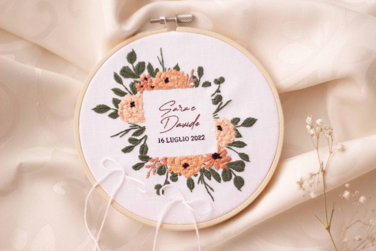 Porta fedi personalizzato Regalo nozze personalizzato Porta fedi ricamato Regalo per gli sposi personalizzato Porta fedi elegante con fiori