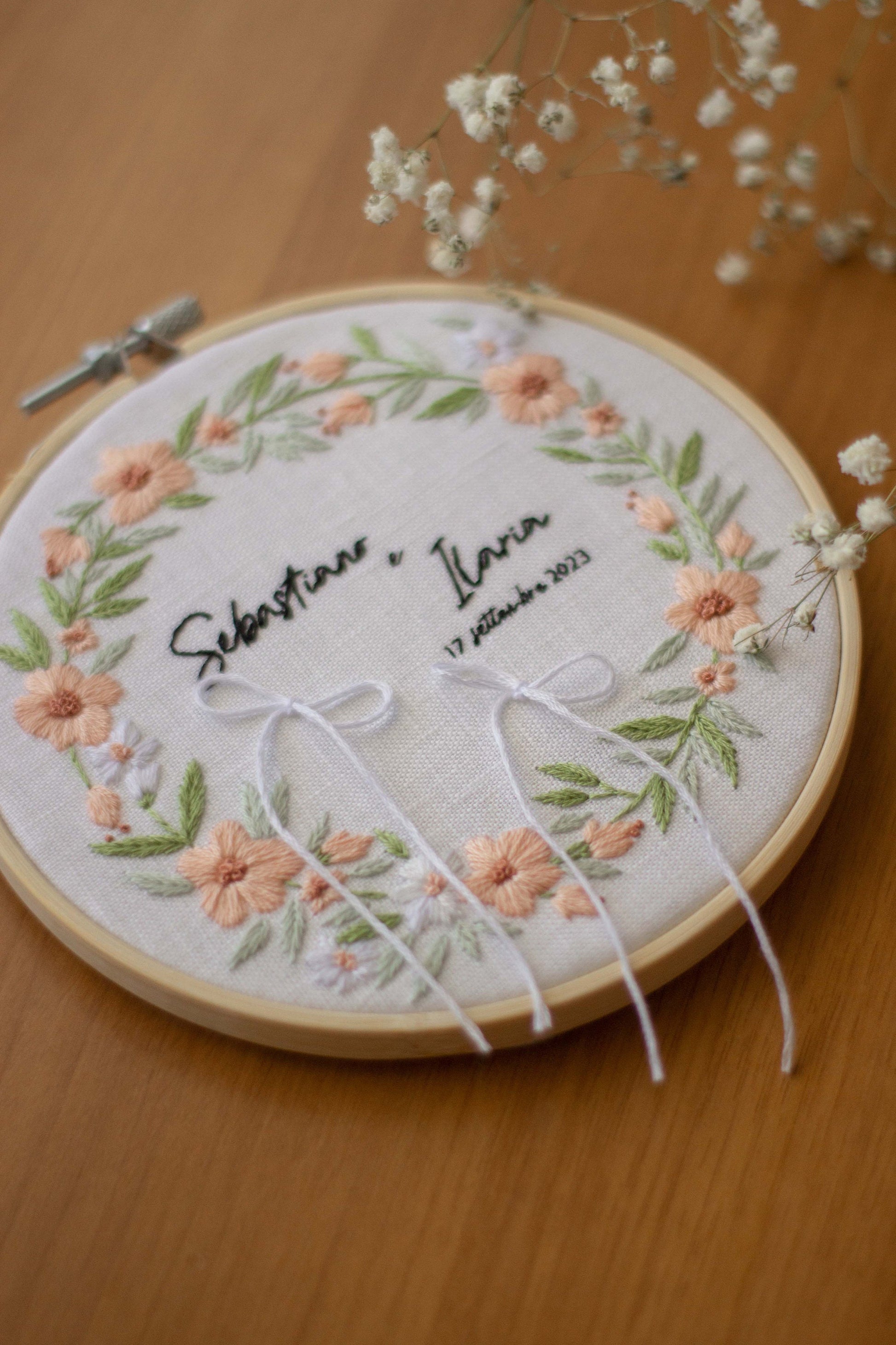 Porta fedi personalizzato Regalo nozze personalizzato Porta fedi ricamato Regalo per gli sposi personalizzato Porta fedi rustico e floreale