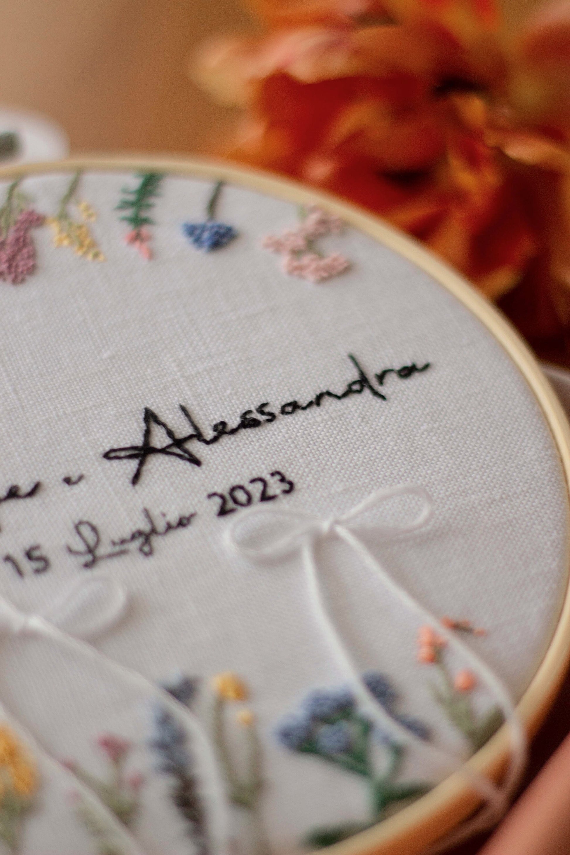 Regalo nozze personalizzato Porta fedi personalizzato Porta fedi ricamato Porta fedi fiori da campo Regalo sposi personalizzato