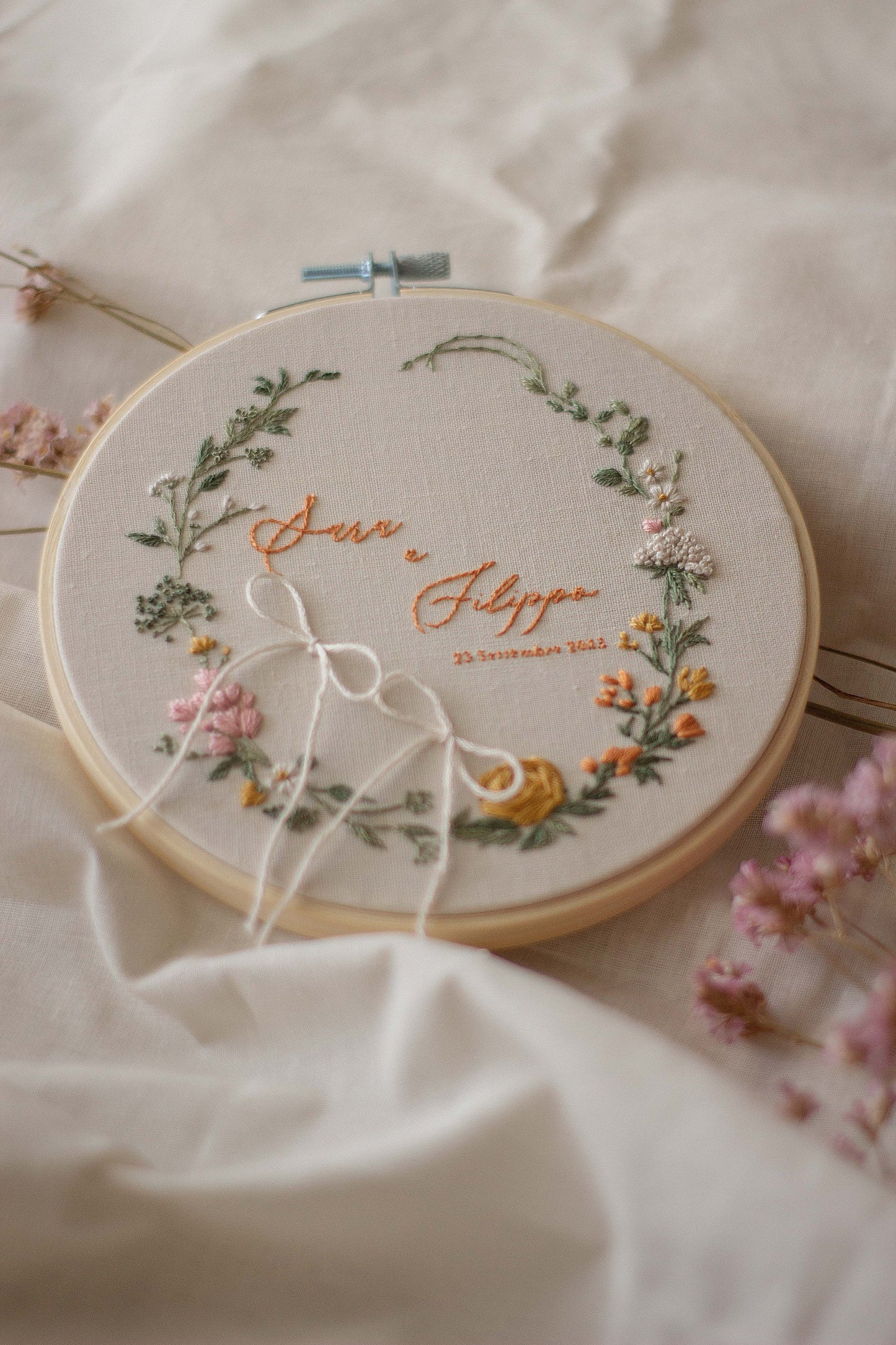 Regalo nozze personalizzato Porta fedi personalizzato Porta fedi ricamato Porta fedi fiori da campo Regalo sposi personalizzato