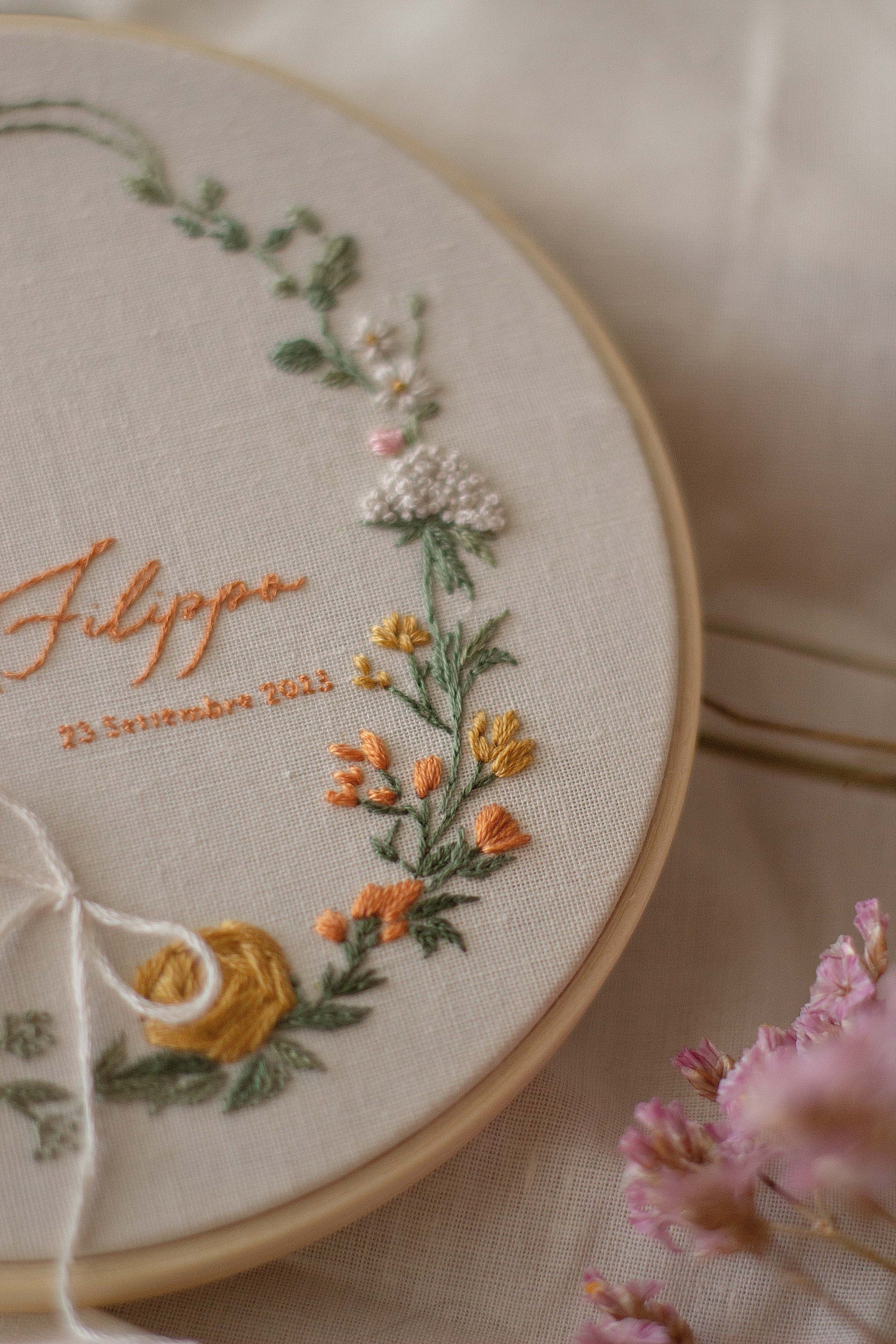 Regalo nozze personalizzato Porta fedi personalizzato Porta fedi ricamato Porta fedi fiori da campo Regalo sposi personalizzato