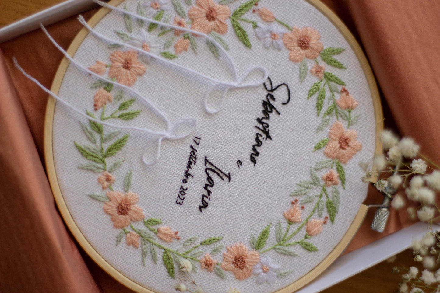 Porta fedi personalizzato Regalo nozze personalizzato Porta fedi ricamato Regalo per gli sposi personalizzato Porta fedi rustico e floreale