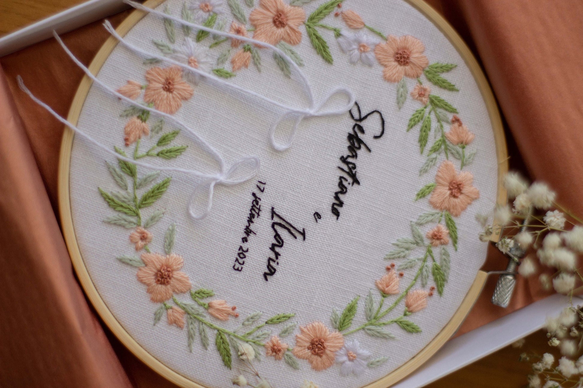 Porta fedi personalizzato Regalo nozze personalizzato Porta fedi ricamato Regalo per gli sposi personalizzato Porta fedi rustico e floreale