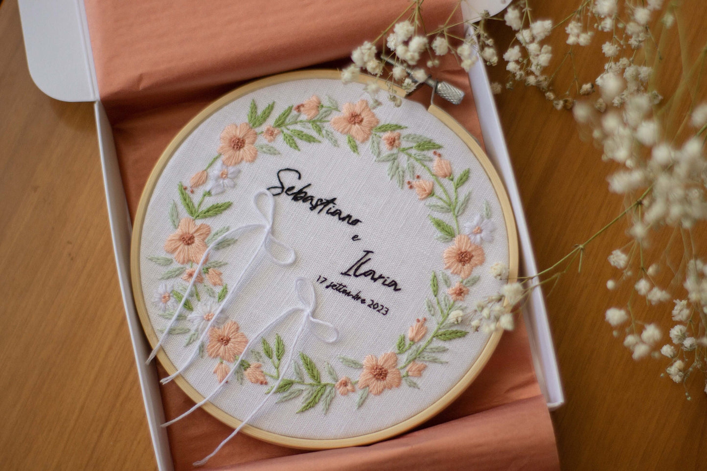 Porta fedi personalizzato Regalo nozze personalizzato Porta fedi ricamato Regalo per gli sposi personalizzato Porta fedi rustico e floreale