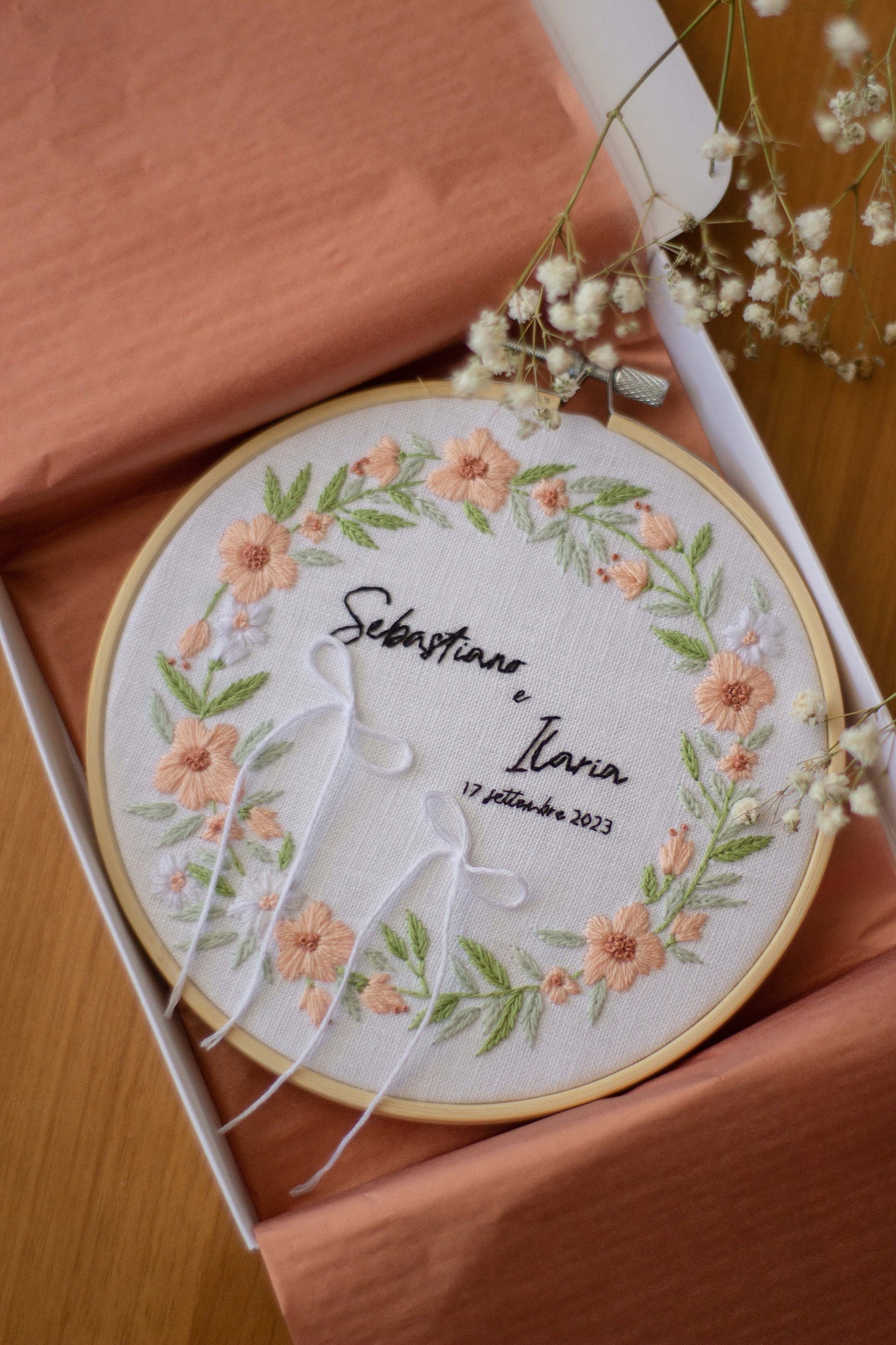 Porta fedi personalizzato Regalo nozze personalizzato Porta fedi ricamato Regalo per gli sposi personalizzato Porta fedi rustico e floreale